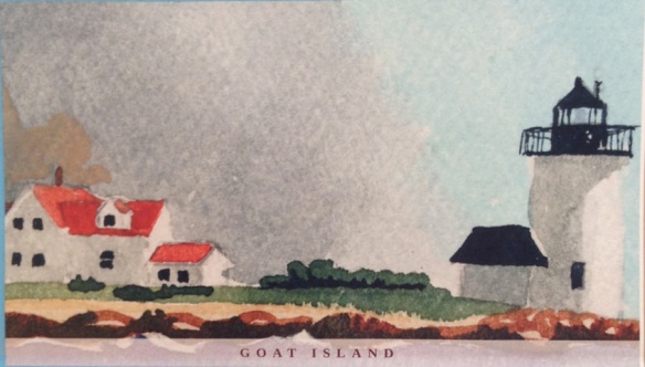 goat island watercolor, penobscot marine museum-milinda
